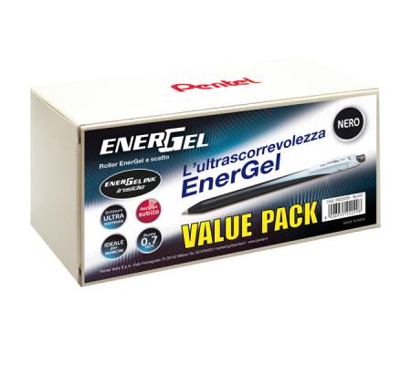 Roller a scatto Energel Slim - punta 0,7 mm - nero - value pack 20+4 pezzi - Pentel - 0022229 - 8006935222984 - DMwebShop