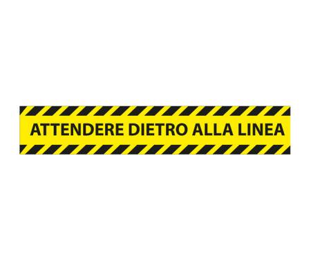 Adesivi da terra - 45 x 8 cm - Attendere dietro alla linea - conf. 5 pezzi - Studio T - 1605065 - 8596052110276 - DMwebShop