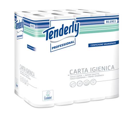 Carta igienica Tenderly Professional pacco 30 rotoli 2 veli 160 strappi diametro 9,9 cm materiale riciclato 811911U - 14948