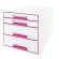 Cassettiera 4 cassetti bianco-rosa cube - Leitz - 52132023 - 4002432115341 - DMwebShop