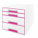 Cassettiera 4 cassetti bianco-rosa cube - Leitz - 52132023 - 4002432115341 - DMwebShop