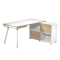 Workstation Maxi - gambe in metallo - 160 x 140 x H 81,5 cm - bianco-rovere - Artexport - 19130-DJ-3C-AM - DMwebShop