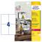 Etichetta in poliestere adesivo L4719 - 105 x 148 mm - 4 etic. Per foglio - bianco - conf. 20 fogli A4 - Avery - L4719-20 - 4004182049785 - DMwebShop
