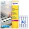 Etichetta in poliestere adesivo L6145 - 45,7 x 25,4 mm - 40 etic. per foglio - bianco - conf. 20 fogli A4 - Avery - L6145-20 - 4004182059838 - DMwebShop