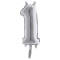 Palloncino - numero 1 - H 36 cm - mylar - argento - Big Party - 42841 - 8020834428414 - DMwebShop