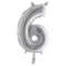 Palloncino - numero 6 - H 36 cm - mylar - argento - Big Party - 42846 - 8020834428469 - DMwebShop