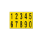Numeri adesivi da 0 a 9 - in PVC - 70 x 124 mm - 10 etichette per foglio - 1 foglio - nero-giallo - Cartelli Segnalatori - 906.09 - DMwebShop