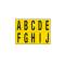 Lettere adesive da A a J - in PVC - 70 x 124 mm - 10 etichette per foglio - 1 foglio - nero-giallo - Cartelli Segnalatori - 906AJ - 8409061101831 - DMwebShop