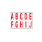 Lettere adesive da A a J - in PVC - 70 x 124 mm - 10 etichette per foglio - 1 foglio - rosso-bianco - Cartelli Segnalatori - 916AJ - 8409161101830 - DMwebShop