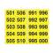 Numero adesivo da 501 a 999 - 45 x 24 mm - 10 etichette per foglio - 50 fogli - nero-giallo - Cartelli Segnalatori - 908.29 - 8409083101840 - DMwebShop