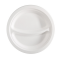 Piatto piano a 2 scomparti monouso - rotondo - Ø 23 cm - canna da zucchero - bianco - conf. 50 pezzi - Signor Bio - BPC005BIO50B - 8055715780299 - DMwebShop