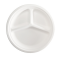 Piatto piano a 3 scomparti monouso - rotondo - Ø 26 cm - canna da zucchero - bianco - conf. 50 pezzi - Signor Bio - BPC006BIO50B - 8055715780329 - DMwebShop