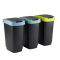 Pattumiera con coperchio basculante - 50 lt - 40,1 x 29,1 x 60,2 cm - PPL - grigio-verde-lime - kit 3 pezzi - Rotho - F600399 - 107612583382317 - DMwebShop