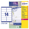 Etichetta adesiva L7163 - permanente - 99,1 x 38,1 mm - 14 etichette per foglio - bianco - conf. 100 fogli A4 - Avery - L7163-100 - 5014702004018 - DMwebShop
