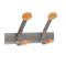 Appendiabiti da muro - 30 x 11,2 x 17,5 cm - 2 posti metallo-legno grigio metallo e legno chiaro - Alba - PMV2 - 3129710013128 - DMwebShop