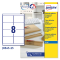 Etichette adesive J8565 - poliestere - rimovibili - 99,1 x 67,7 mm - 8 etic. per foglio - trasparente - conf. 25 fogli A4 - Avery - J8565-25 - 5014702011412 - DMwebShop