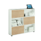 Libreria bassa Tetris a 3 ripiani ante scorrevoli - 120 x 35 x 116 cm - bianco-rovere - Artexport - 17065/3C - DMwebShop