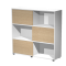Libreria bassa Tetris a 3 ripiani ante scorrevoli - 120 x 35 x 116 cm - rovere-bianco - Artexport - 17065/C3 - DMwebShop
