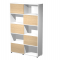 Libreria alta Tetris - 5 ripiani - ante scorrevoli - 120 x 35 x 191 cm - rovere-bianco - Artexport - 17060/C3 - DMwebShop