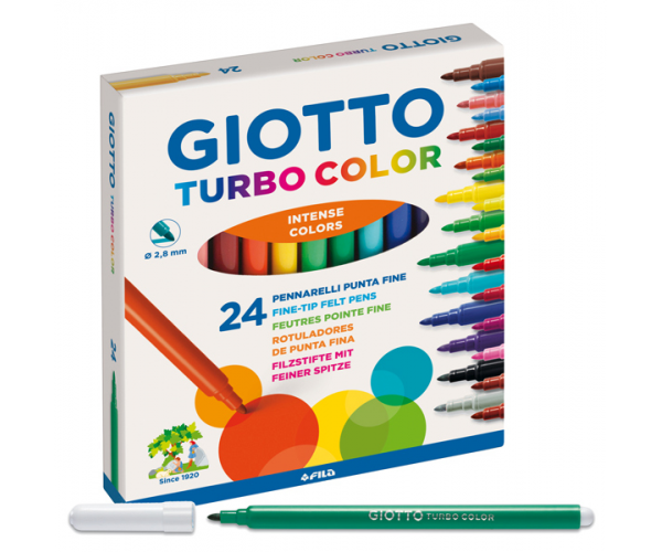 Pennarelli Turbo Color punta - Ø 2,8 mm - colori assortiti astuccio - conf. 24 pezzi Giotto 417000