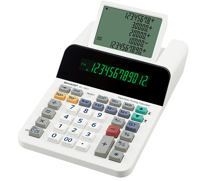 Calcolatrice scrivente EL 1501 - 12 cifre - display a 12 cifre - LCD a 5  righe - Sharp EL1501